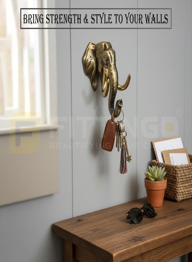 حامل مفاتيح فيل مزخرف من فيتينجو / تصميم كلاسيكي أنيق / حامل مفاتيح لتزيين المنزل / علاقة سلسلة مفاتيح للمنزل والمكتب / خطاف حائط - (زنك) - نحاس عتيق - Image 4
